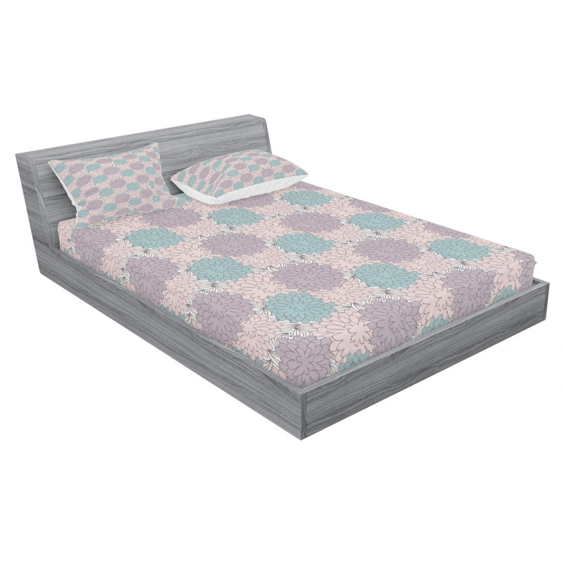 Microfiber Floral Sheet Set, Queen Sheet Set with Fitted Sheet