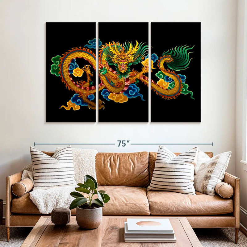 Peinture de dragon chinois Brampt, H 42 po x l 65 po