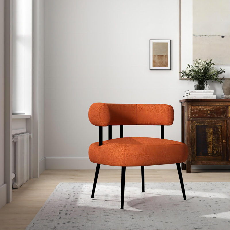 Fauteuil capitonné de 28,8 po Maybrie, Boucle blanc, Noir