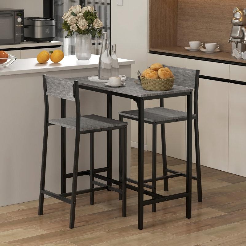 Ensemble de 3 tables de bar et chaises, ensemble de table de salle à manger pour 2 personnes et table de cuisine à hauteur de comptoir
