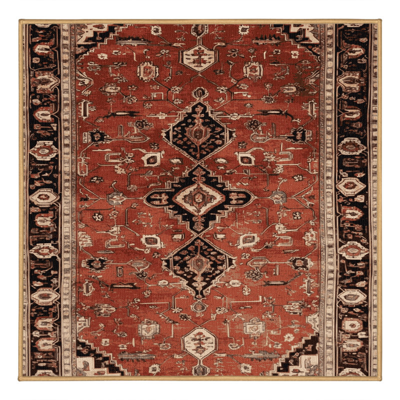 Machine Washable Persian Brown Area Rug, Square 6'