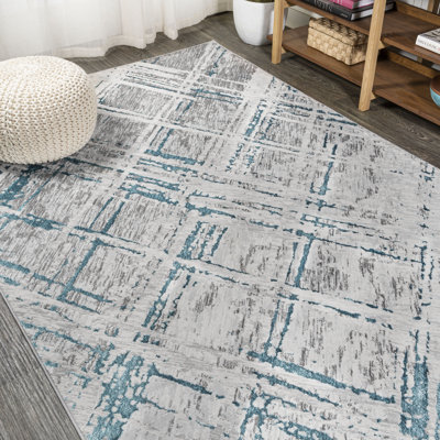 Reider Modern Abstract Gray/Turquoise Rug