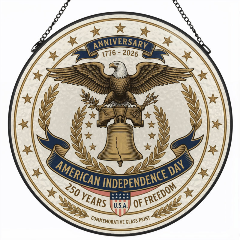 Panneau de fenêtre en verre pour décoration intérieure American Independance USA 250th Anniversary - H 12 po, H 12 po