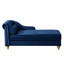Chaise de rangement moderne en velours bleu marine - Revêtement doux et pieds dorés pour le salon-180398272