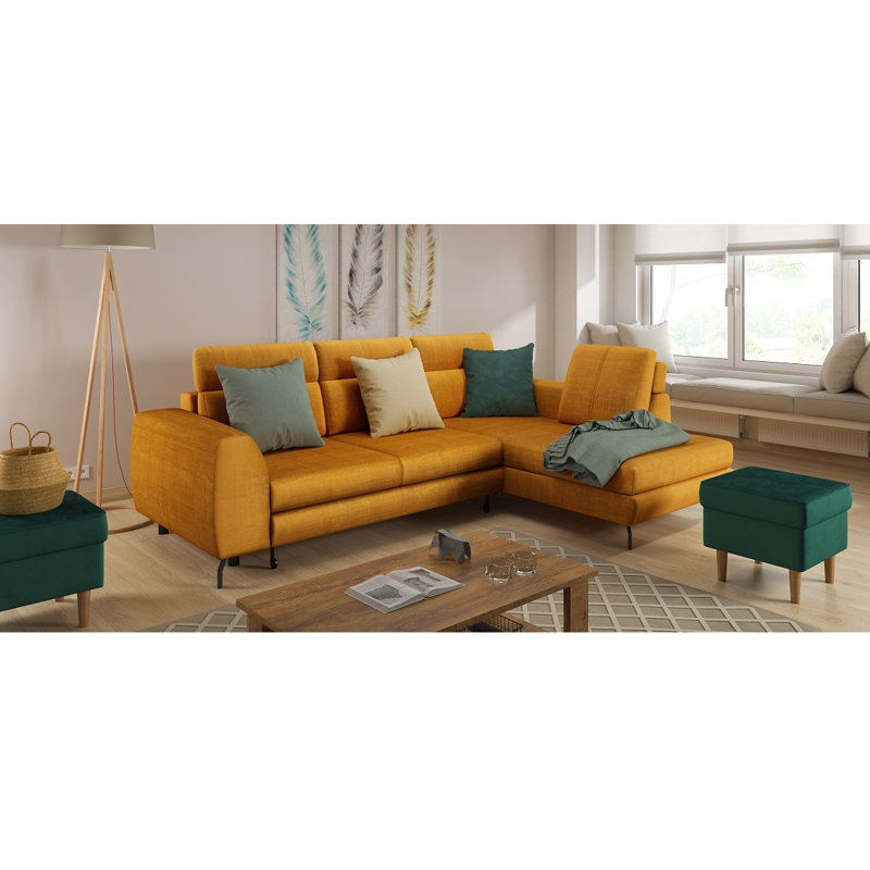 Dylon 5 Seater Sofa Bed, Orange, Right Hand Facing