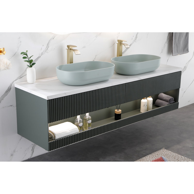Lavabo vasque de salle de bain ovale 24 po x 14 po - ABS bleu, installation au-dessus du comptoir, hygiénique, vidange rapide 24 po Support d'évier rectangulaire, surface lisse, drain rapide