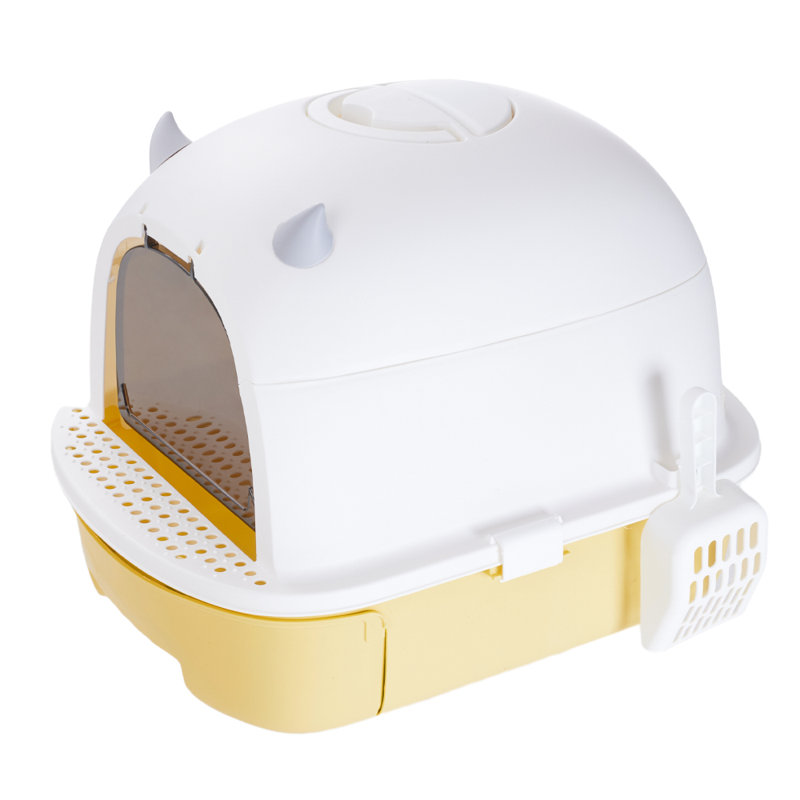 Polyethylene Plastic Litter Box with Scoop, Yellow