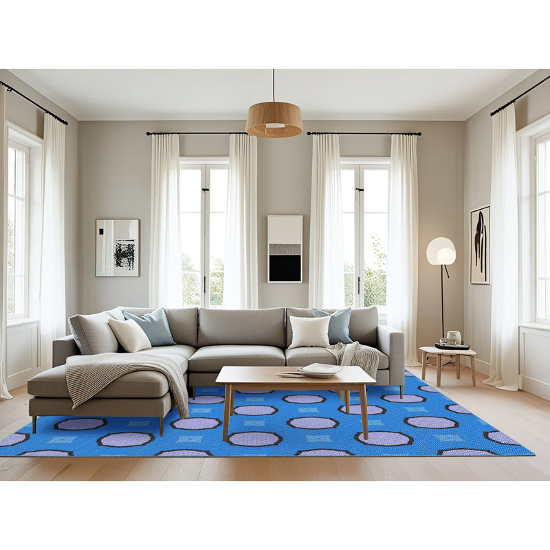 Tapis bleu / violet Power Loom, Rectangle 8 pi x 12 pi