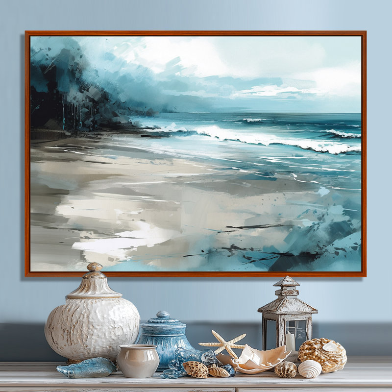 Coastal Waves IV - Imprimé, H 24 po x l 32 po x P 1 po, Cadre flottant brun