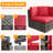 Caradog Wicker 6 - Person Patio Conversation Sets with Cushions, Coffee Table and 44" Fire Pit Table-927787556