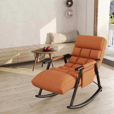Chaise berçante pliante décontractée rembourrée, chaise berçante de salon réglable à haut dossier et repose-pieds, poches latérales placées dans le balcon du salon