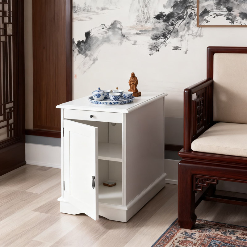 Table d'appoint multifonctionnelle avec station de charge intégrée, rangement caché, sous-verres coulissants et conception rabattable pour le salon, la chambre à coucher ou le bureau