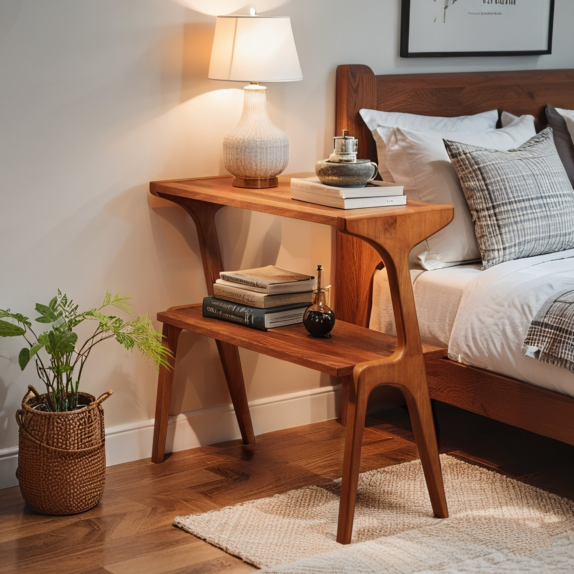 George Oliver 2-Tier End Table, Slim Sofa Side Table with Storage Shelf | Wayfair