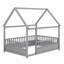 Lit de plancher en bois avec cadre de toit de maison, garde-corps de clôture-10122638-10122639