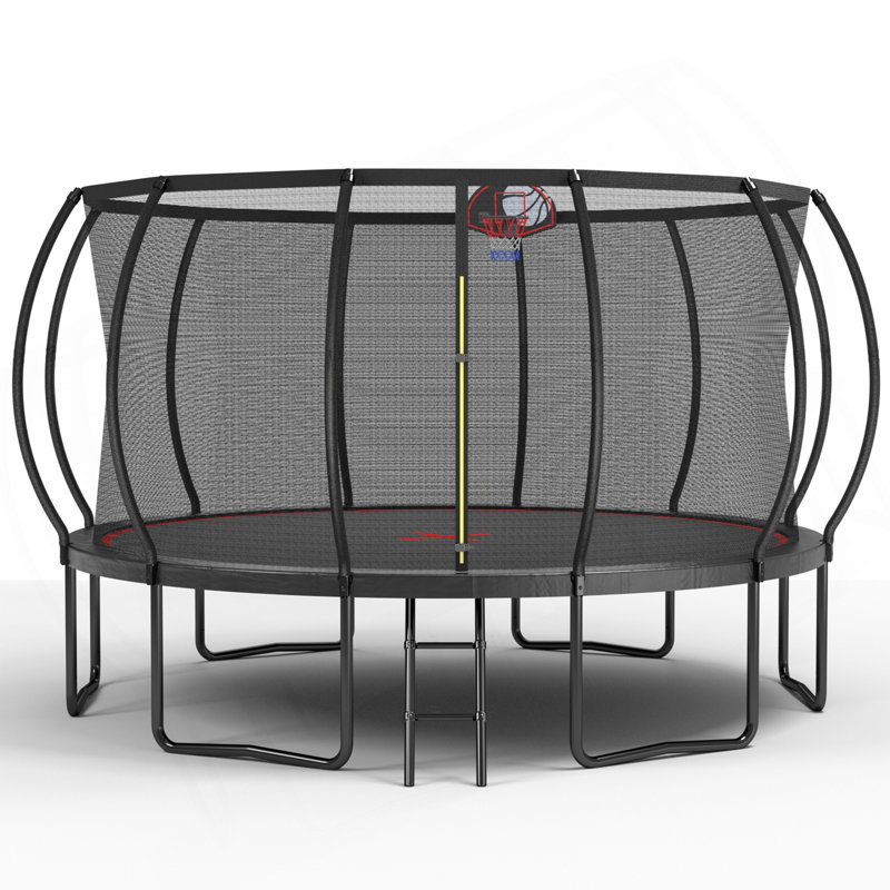 Trampoline 14 pi - citrouille noire - rouge - hauteur du cadre 90 cm