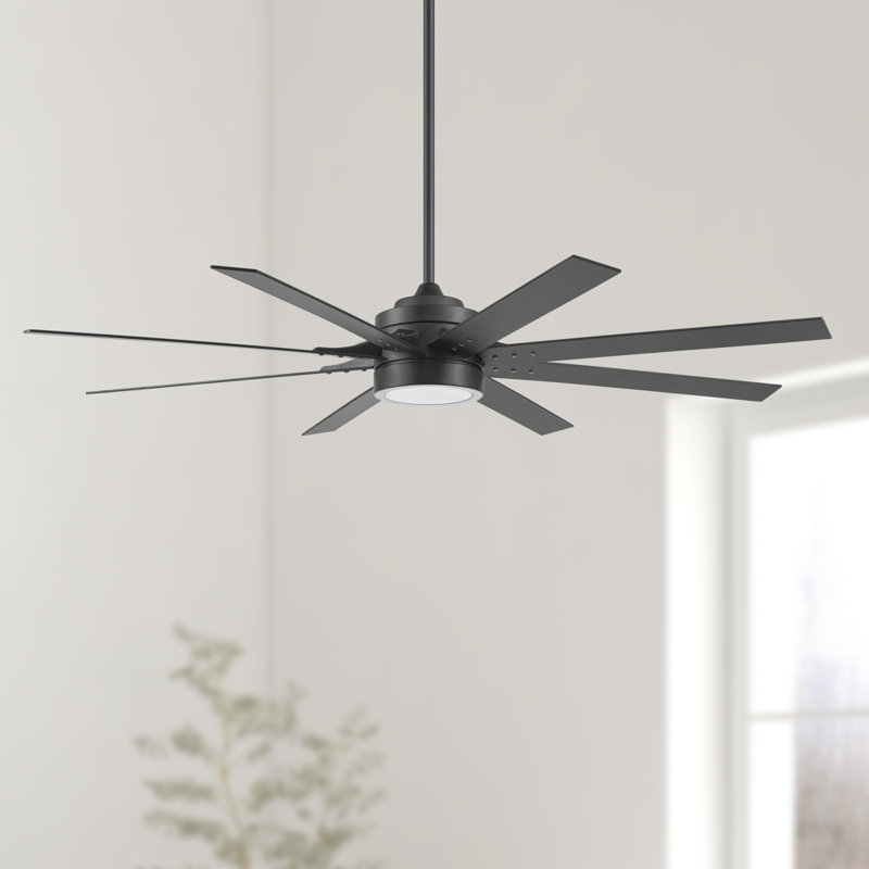 Ventilateur de plafond d'intérieur moderne avec lumières et télécommande XERXES, Brun, H 14,3 po x l 70 po x P 70 po