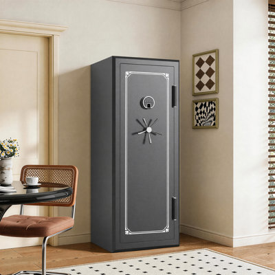 34 Gun Fireproof Safe for Rifles & Pistols, Biometric Gun Safe with Fingerprint, Keypad & Key Access, No Assembly Required Gun Cabinet with Built-in Charging Ports