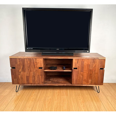 Zanesfield TV Media Stand and Accent Cabinet, Walnut with Sliding Doors