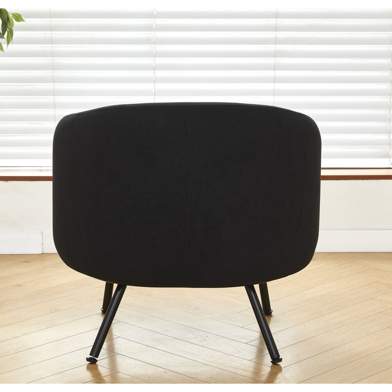 28.7'' wide velvet barrel channel armchair, Black Velvet