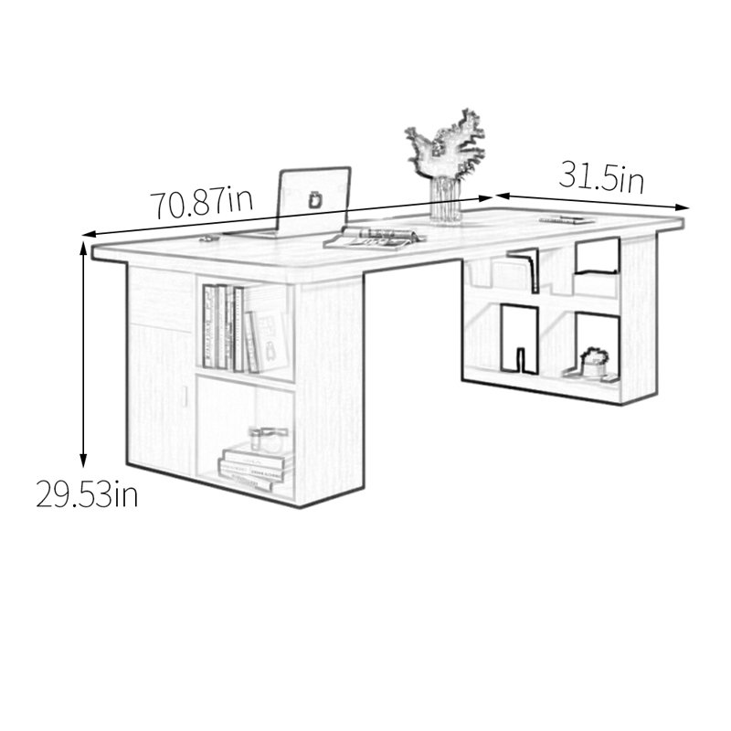 Elegant and Functional Design Desk, 29.53" H x 70.87" W x 31.5" D