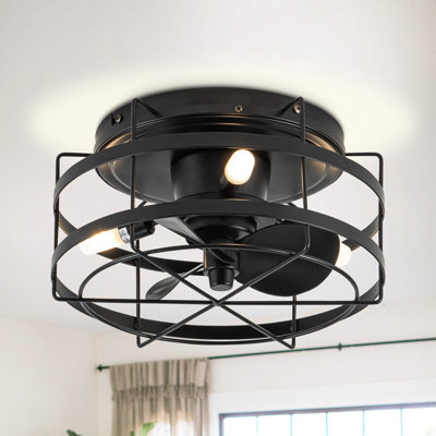 Ventilateur de plafond encastré noir avec lumières et télécommande 12,5 po Anthony