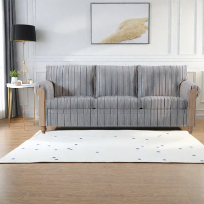 Elegant 3-seater Sofas, Polyester Blend Roll Arm Couch For Living Room