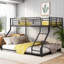Cadre de lit superposé compact au-dessus de grand lit en métal noir Jet pour économiser de l'espace pour chambre à coucher et chambre d'amis-129412885