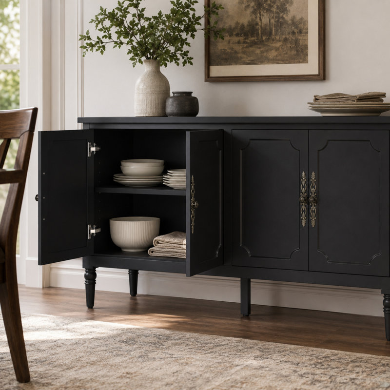 Buffet 58,9 "avec tablettes réglables, Noir