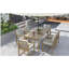 Ensemble de table de salle à manger d'extérieur avec chaises et coussins amovibles pour patio, jardin, teck clair