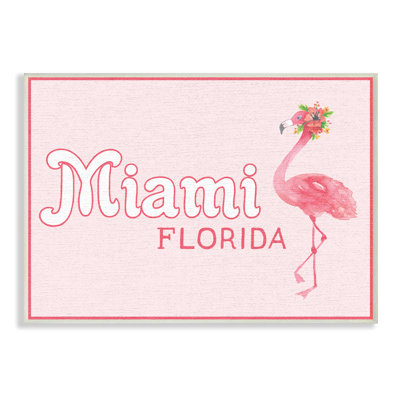 Impression d’art textuel, "miami florida flamant rose" par daphne polselli