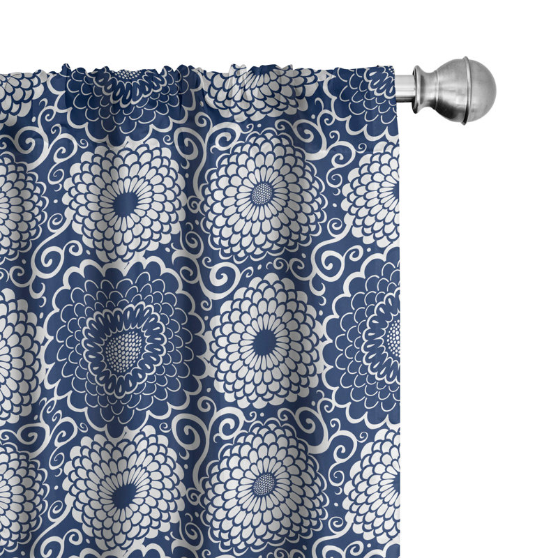 Mandala Floral Semi-Sheer Rod Pocket Curtain Panels, 28" x 84"