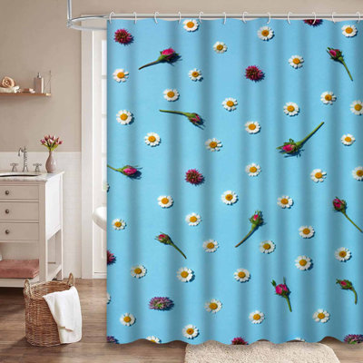 Rideau de douche floral avec 12 crochets Floral Daisy