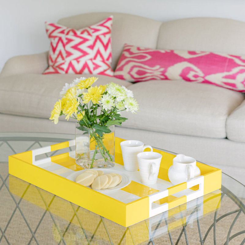 Yellow Lemon High Gloss Lacquer Rectangle Tray