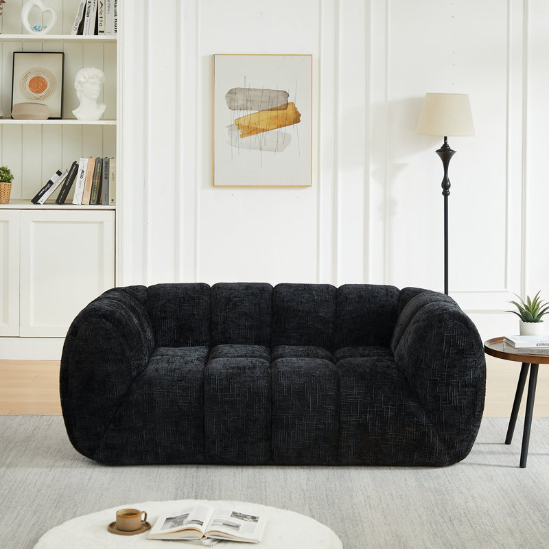 Causeuse en chenille avec coussin moelleux, Noir