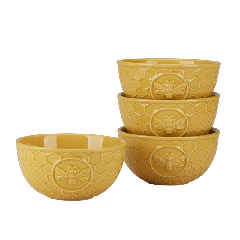 Ensemble de 4 bols à crème glacée en nid d'abeille French 6 de 6 po x 3 po 28 oz French Bees