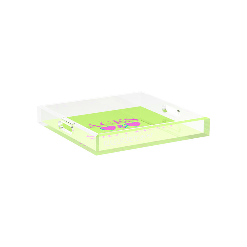 Decorative Tray, Key Lime/Pink, 2" H x 12" W x 12" D