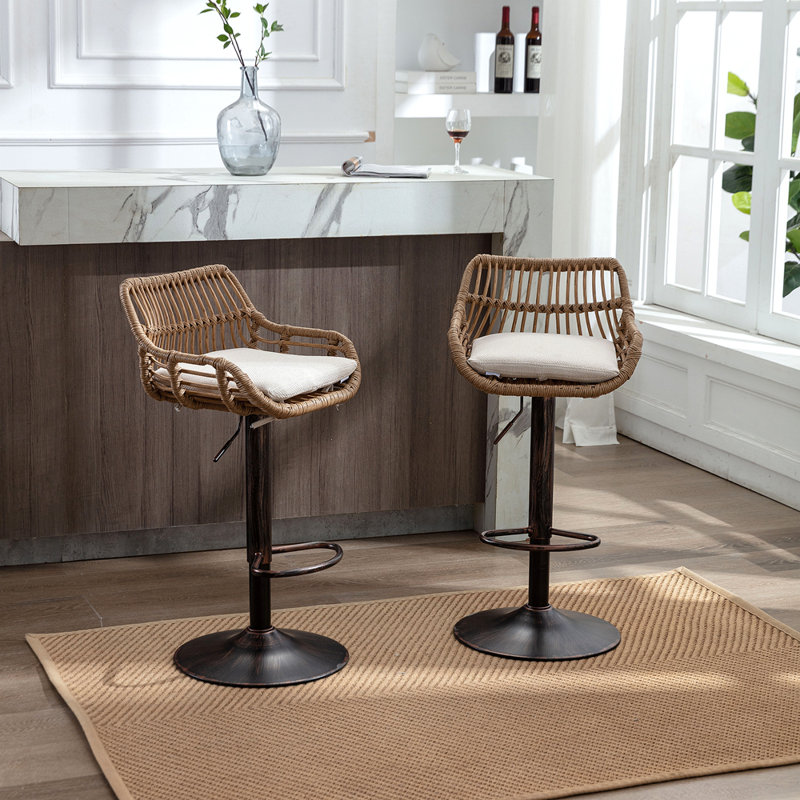 Ensemble de 2 tabourets de bar pivotants modernes COOLMORE avec repose-pieds réglables avec repose-pieds pour la cuisine et la salle à manger