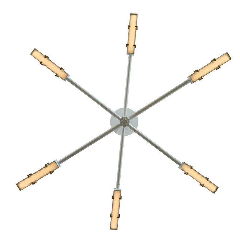 Lustre Concorde en laiton satiné et blanc mat 6 LT Kalco