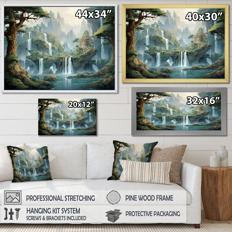 Art asiatique, rythme naturel I - art mural asiatique, H 30 po x l 40 po x P 1,5 po, Cadre simple blanc