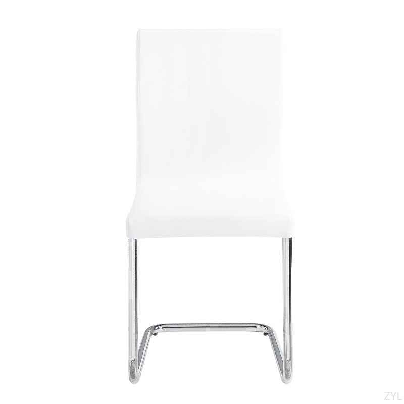 Ensemble de 2 chaises d'appoint en cuir synthétique blanc et finition chromée