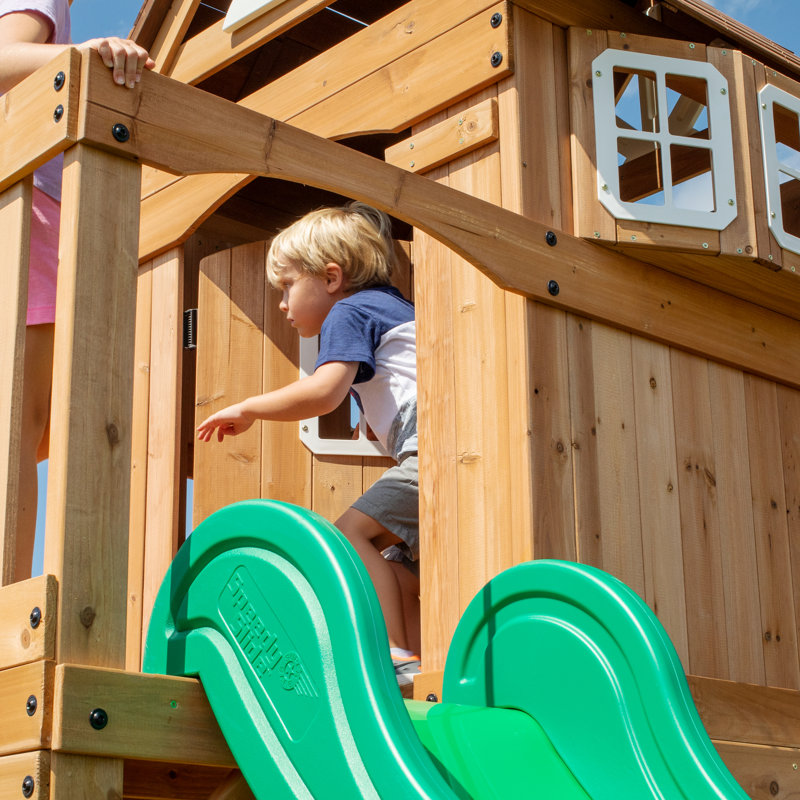 Montpelier Cedar Wood Swing Set with Slide and Monkey Bars