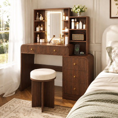 Meuble-lavabo avec miroir cannelé à DEL Maryanna