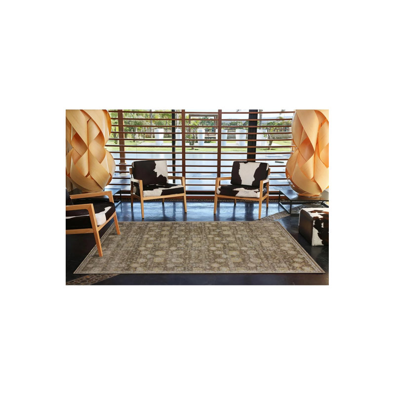 Floral Traditional Woven  Washable Rug, Rectangle 4' x 5'11"