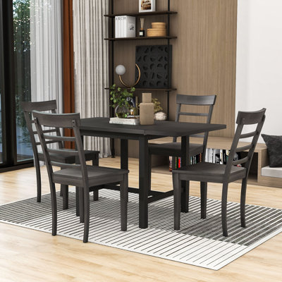 Cara 5-Piece Wood Extendable Dining Table Set with Drop Leaf and 4 Chairs for Small Places -  Red Barrel StudioÂ®, 1CFD672A459D435FA93D4E62B90C45BF