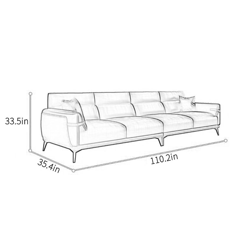 Canapé de bureau simple italien de style loisir, H 33,5 po x l 110,2 po x P 35,4 po, 4