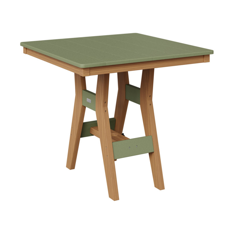 Table de bar carrée 33 po Berlin Gardens Harbor, H 38,87 po x l 33 po x P 33 po, Sauge, Teck naturel