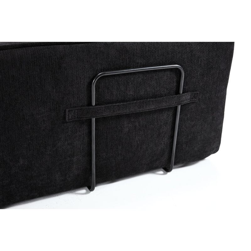 Canapé d'angle modulaire 3 places noir, tissu, design moderne, idéal pour rénover un espace de jeux. Sofa d'angle avec méridienne, revêtement, confort optimal pour le salon.
