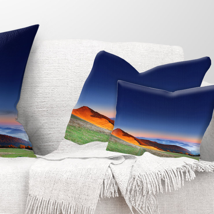 Coussin de photo majestic et de soleil paysager, 18 po x 18 po, Coussin décoratif