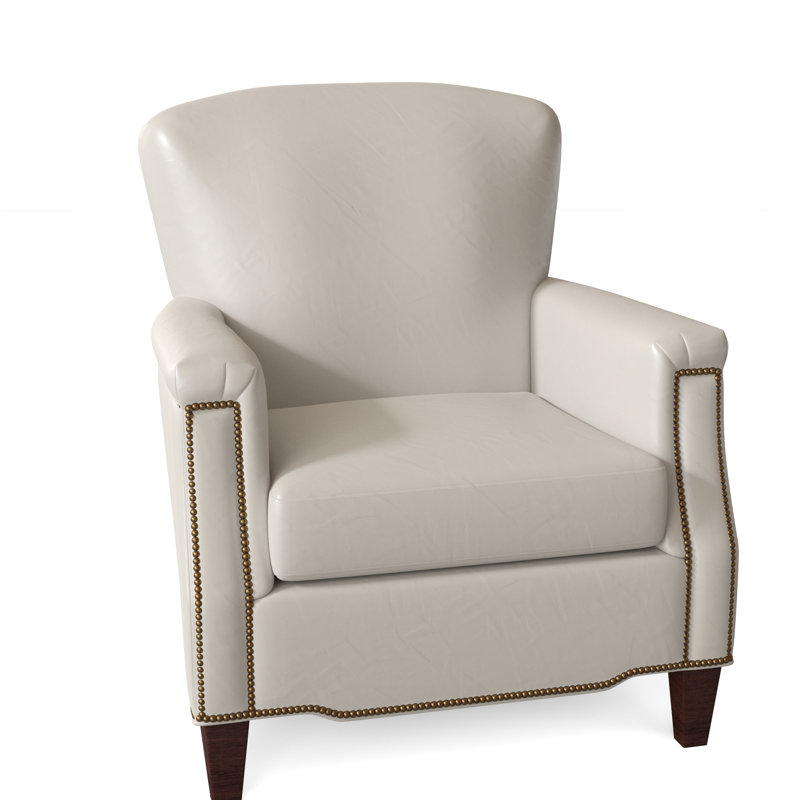Vincent Armchair, Mahogany, French Natural, Milestone White Genuine Leather