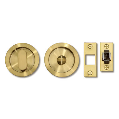 Round Pocket Door Lock - Privacy Set with Finger Edge Pull